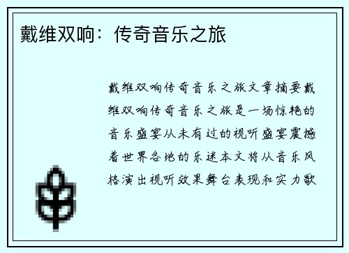戴维双响：传奇音乐之旅